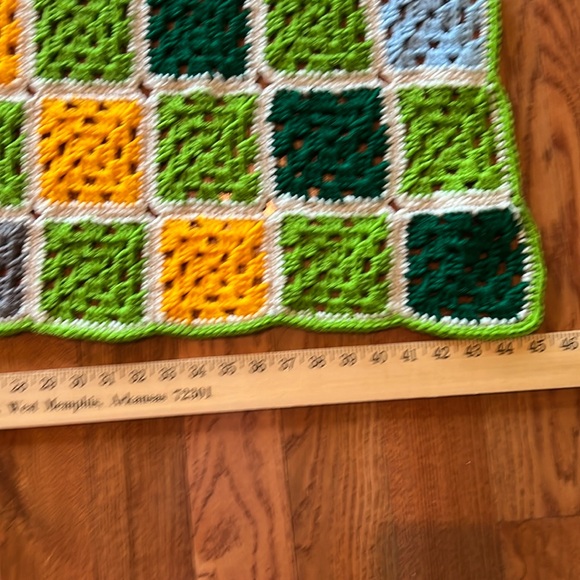 Colorful crocheted granny square afghan throw blanket 48" by 53" - Picture 2 of 6